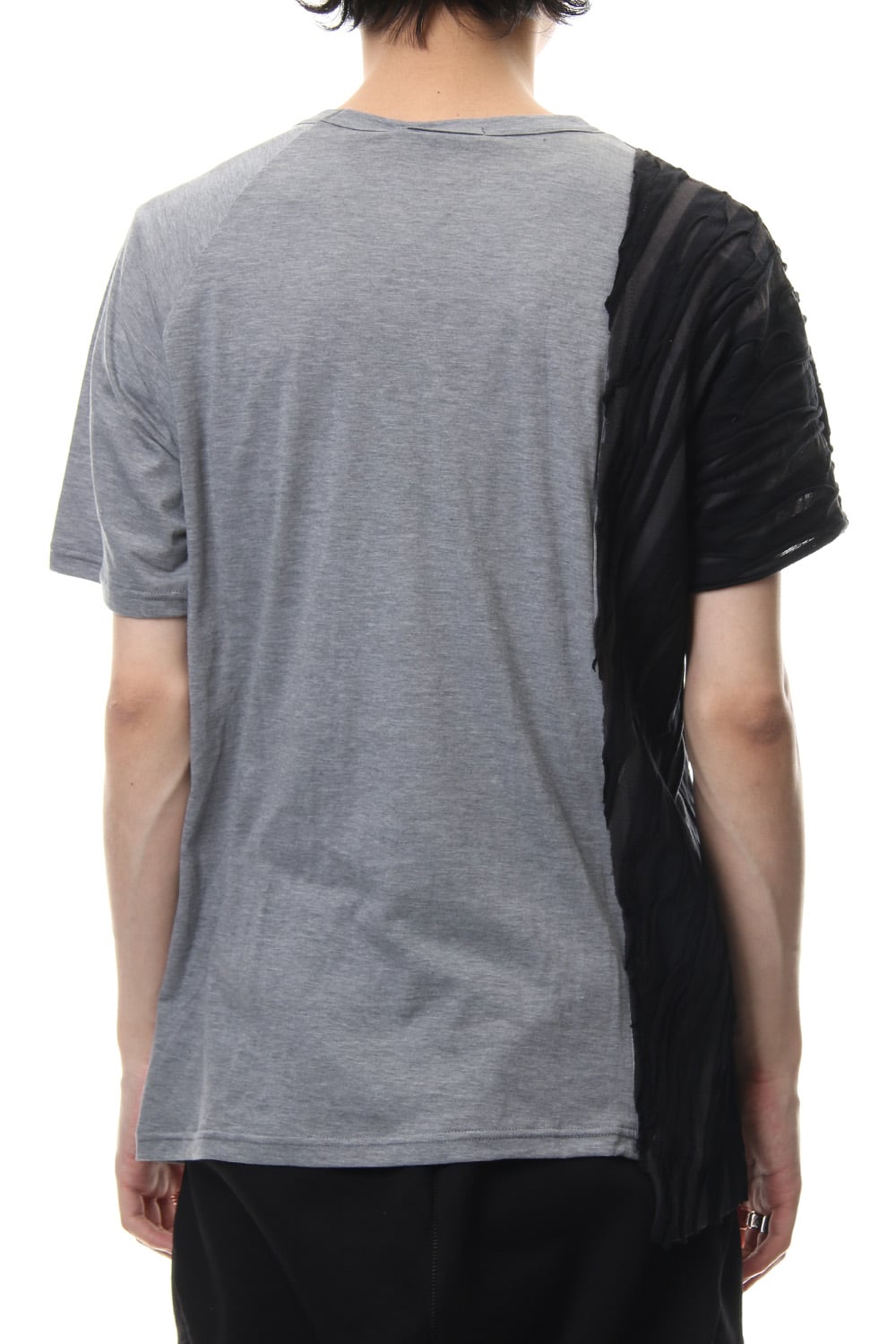 Border combination short sleeve T-shirt Black Stripe / Gray