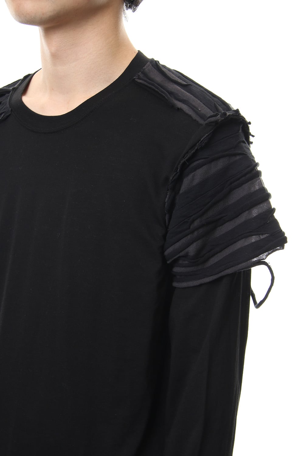 Border combination long sleeve T-shirt Black Stripe / Black