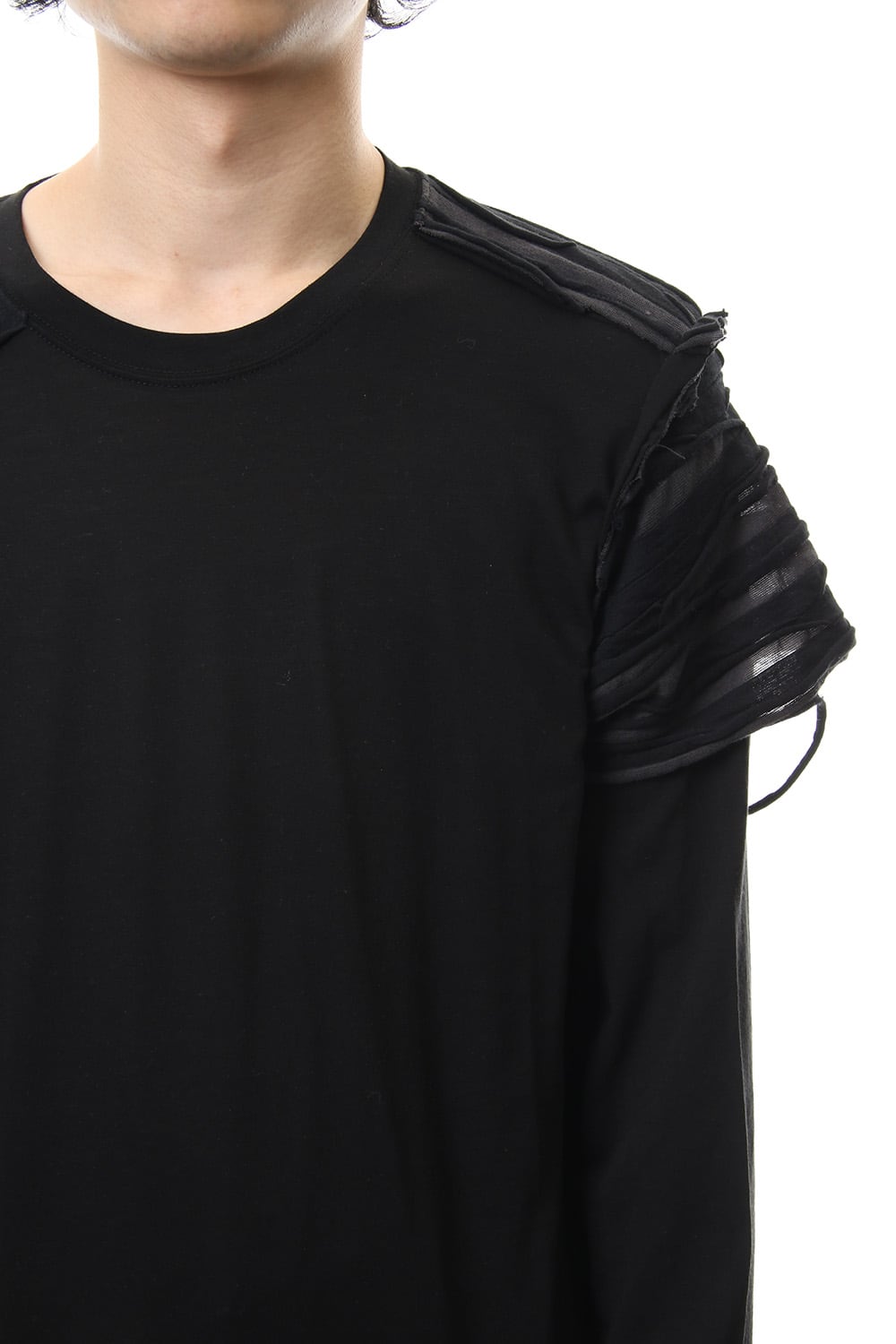 Border combination long sleeve T-shirt Black Stripe / Black