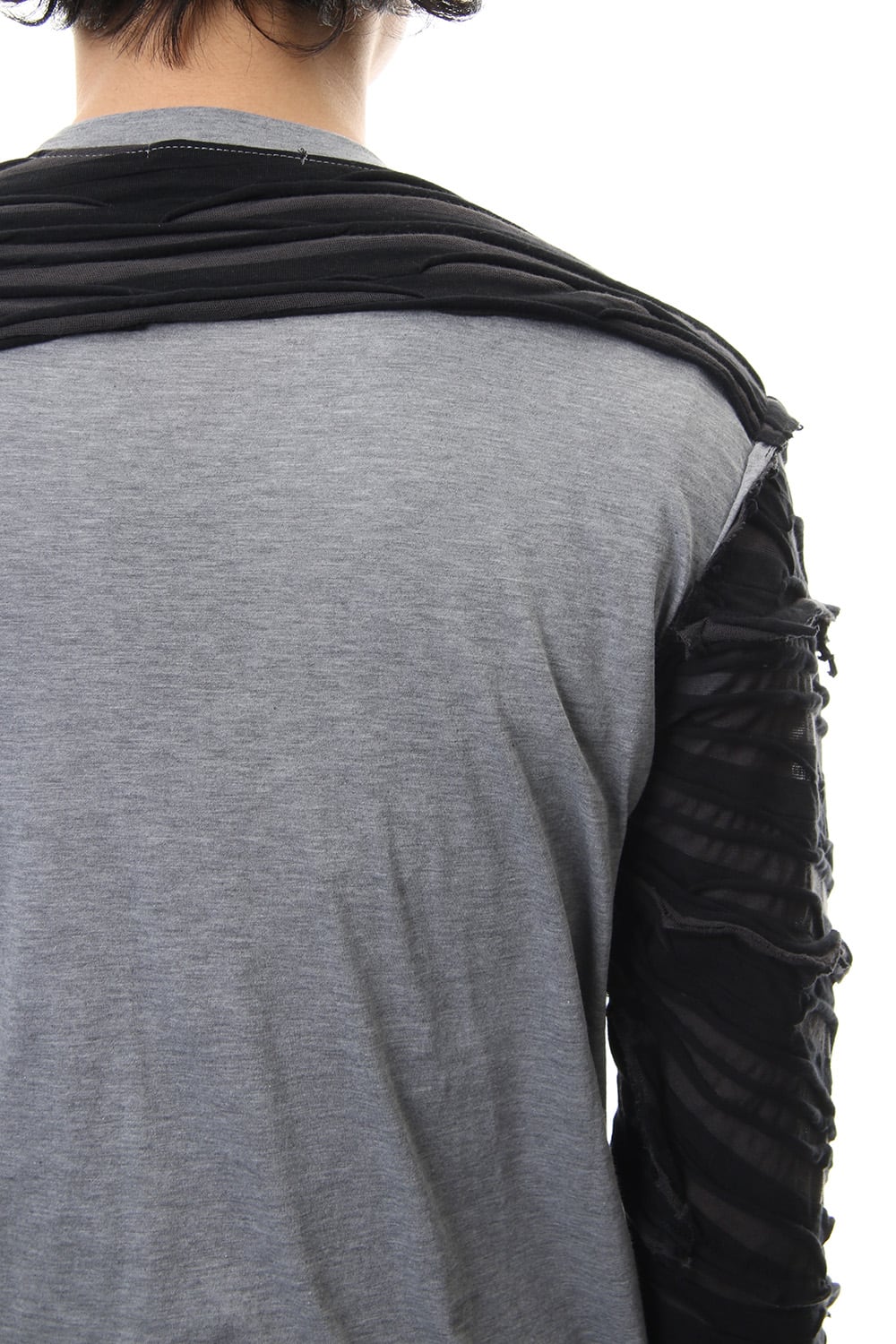 Border combination long sleeve T-shirt Black Stripe / Gray