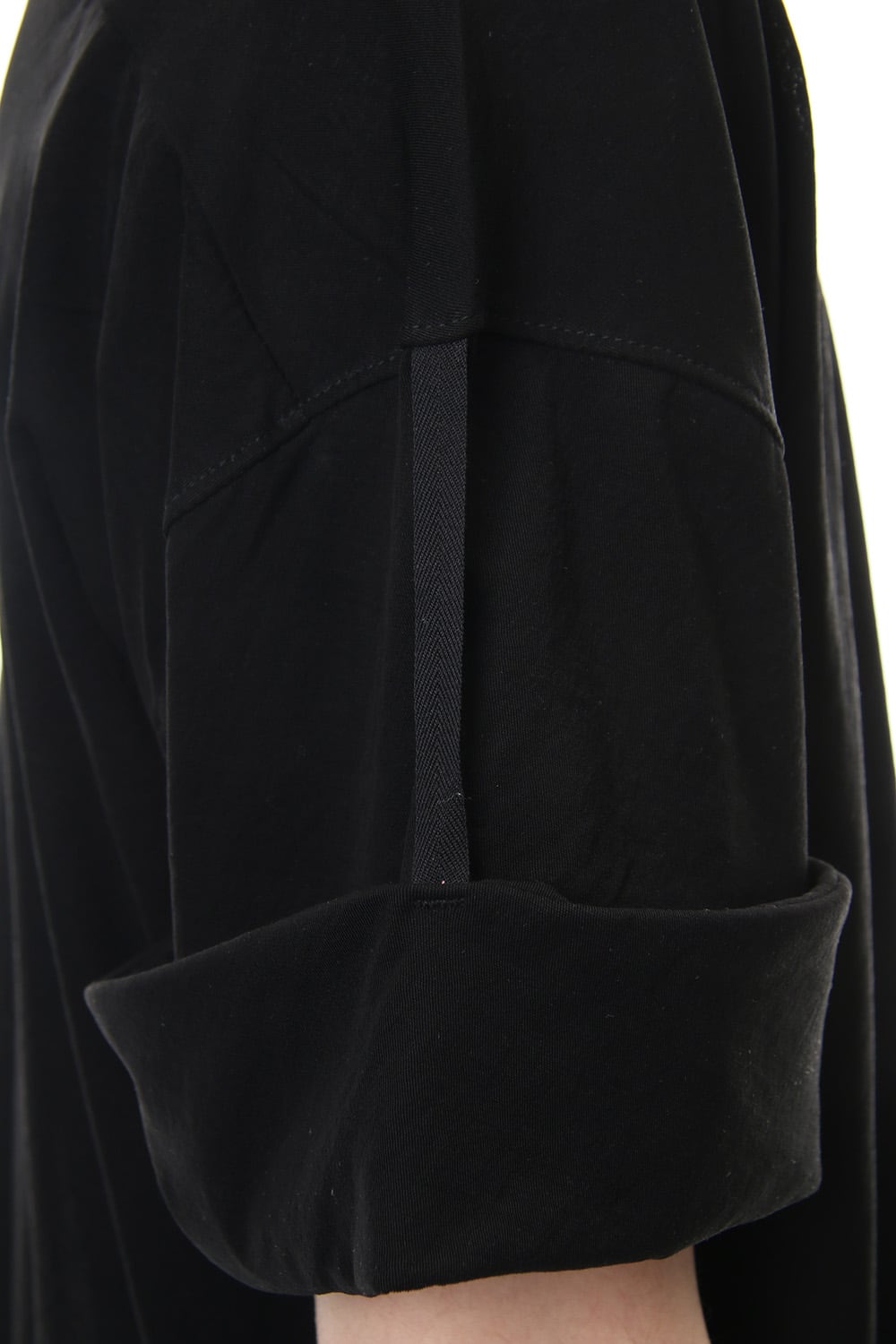 Hard twist jersey stitch roll up sleeve t-shirt Black