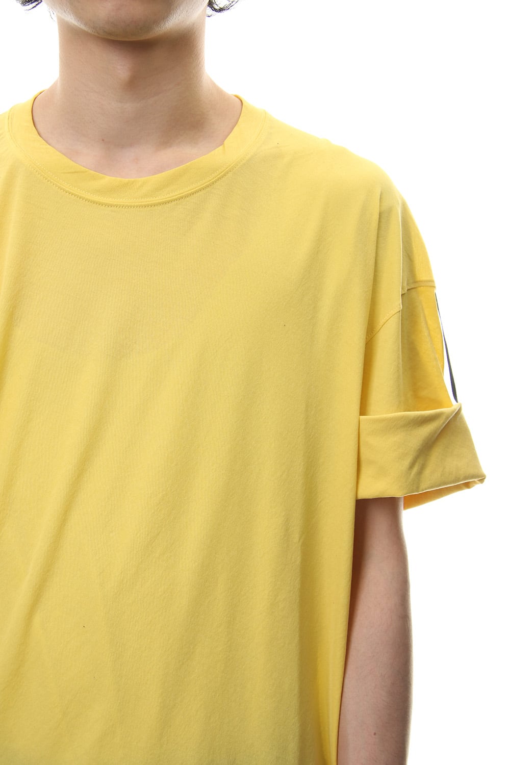 Hard twist jersey stitch roll up sleeve t-shirt Yellow