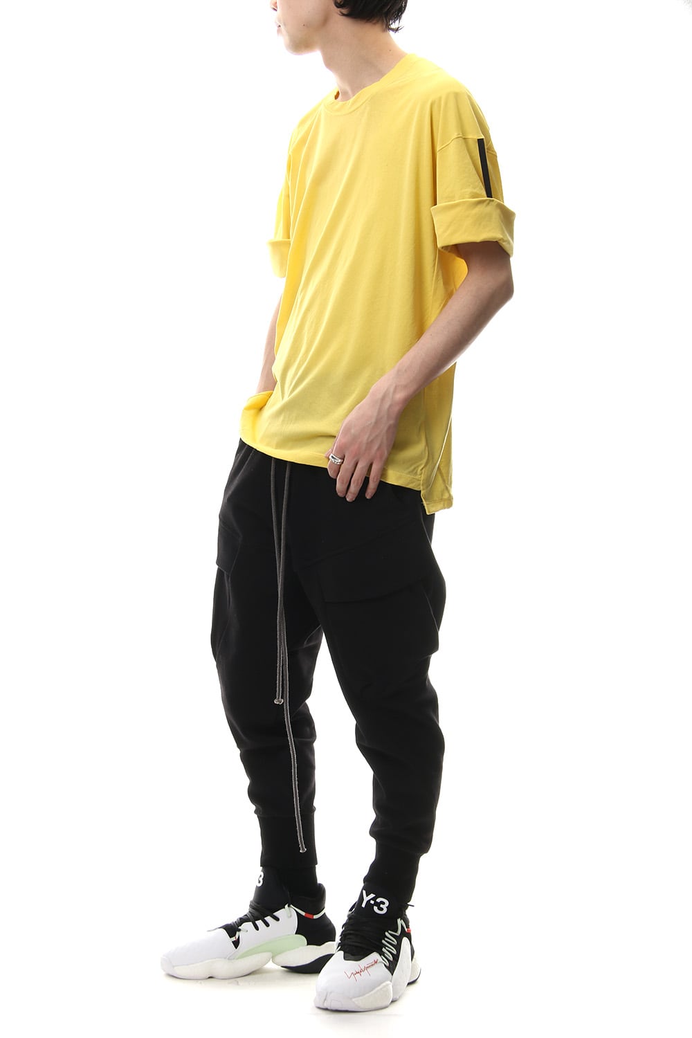 Hard twist jersey stitch roll up sleeve t-shirt Yellow