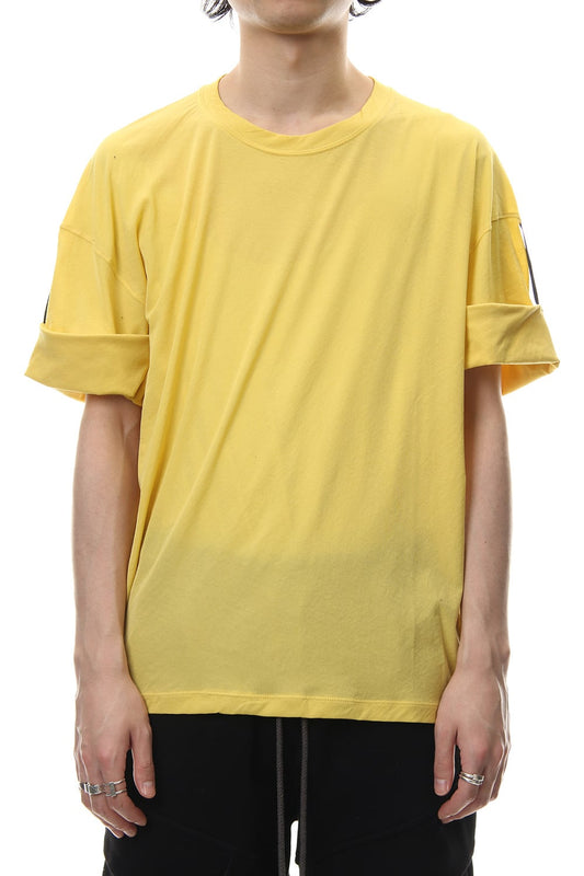 Hard twist jersey stitch roll up sleeve t-shirt Yellow