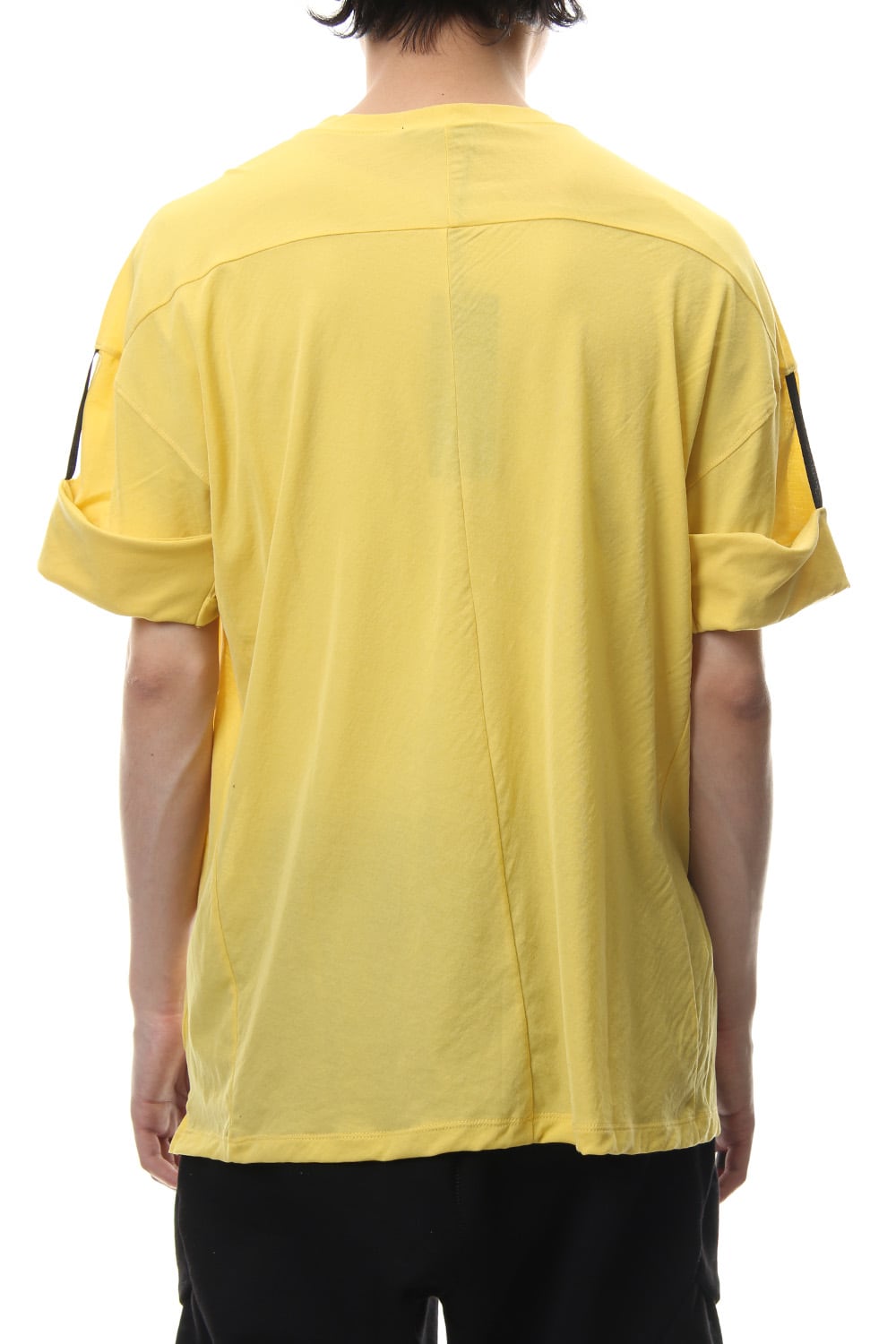 Hard twist jersey stitch roll up sleeve t-shirt Yellow