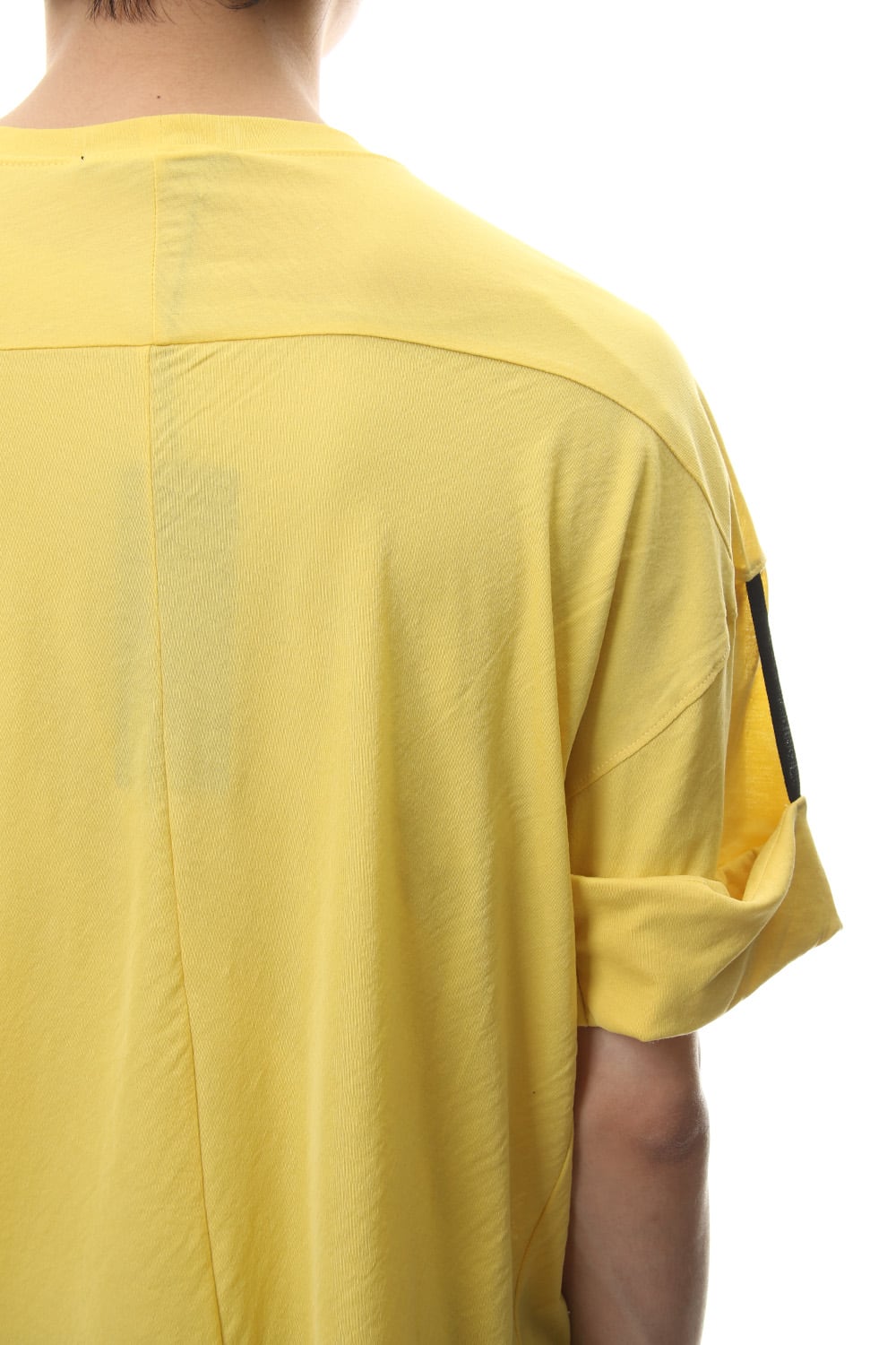 Hard twist jersey stitch roll up sleeve t-shirt Yellow