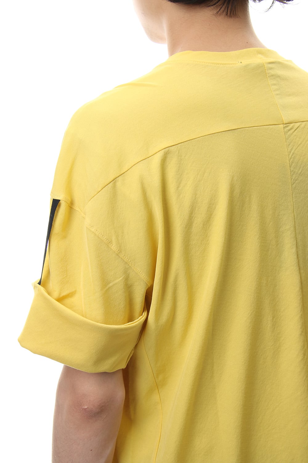 Hard twist jersey stitch roll up sleeve t-shirt Yellow
