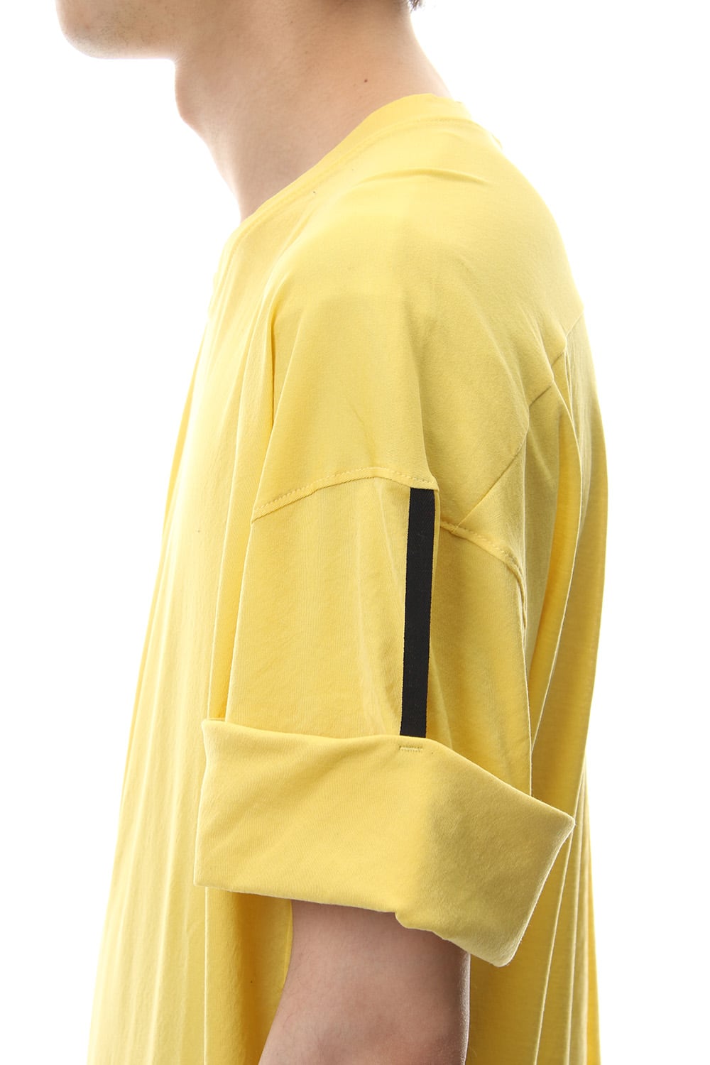 Hard twist jersey stitch roll up sleeve t-shirt Yellow