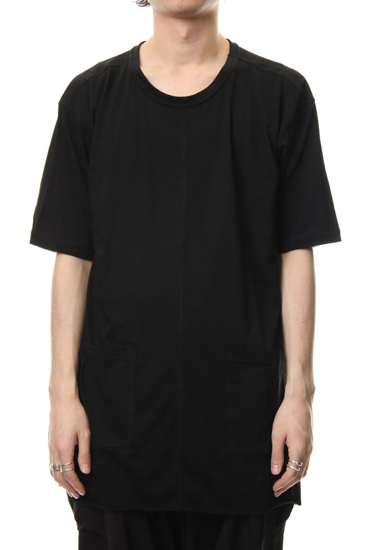 Cotton silk hem pocket T-shirt Black