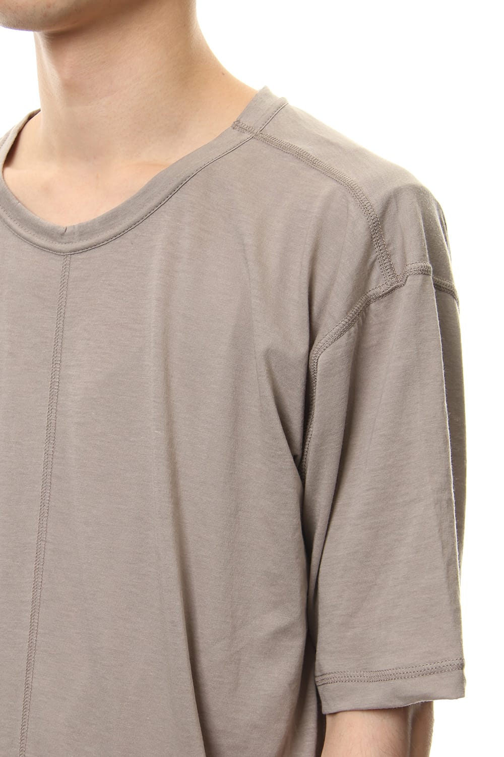 Cotton silk hem pocket T-shirt G.Beige