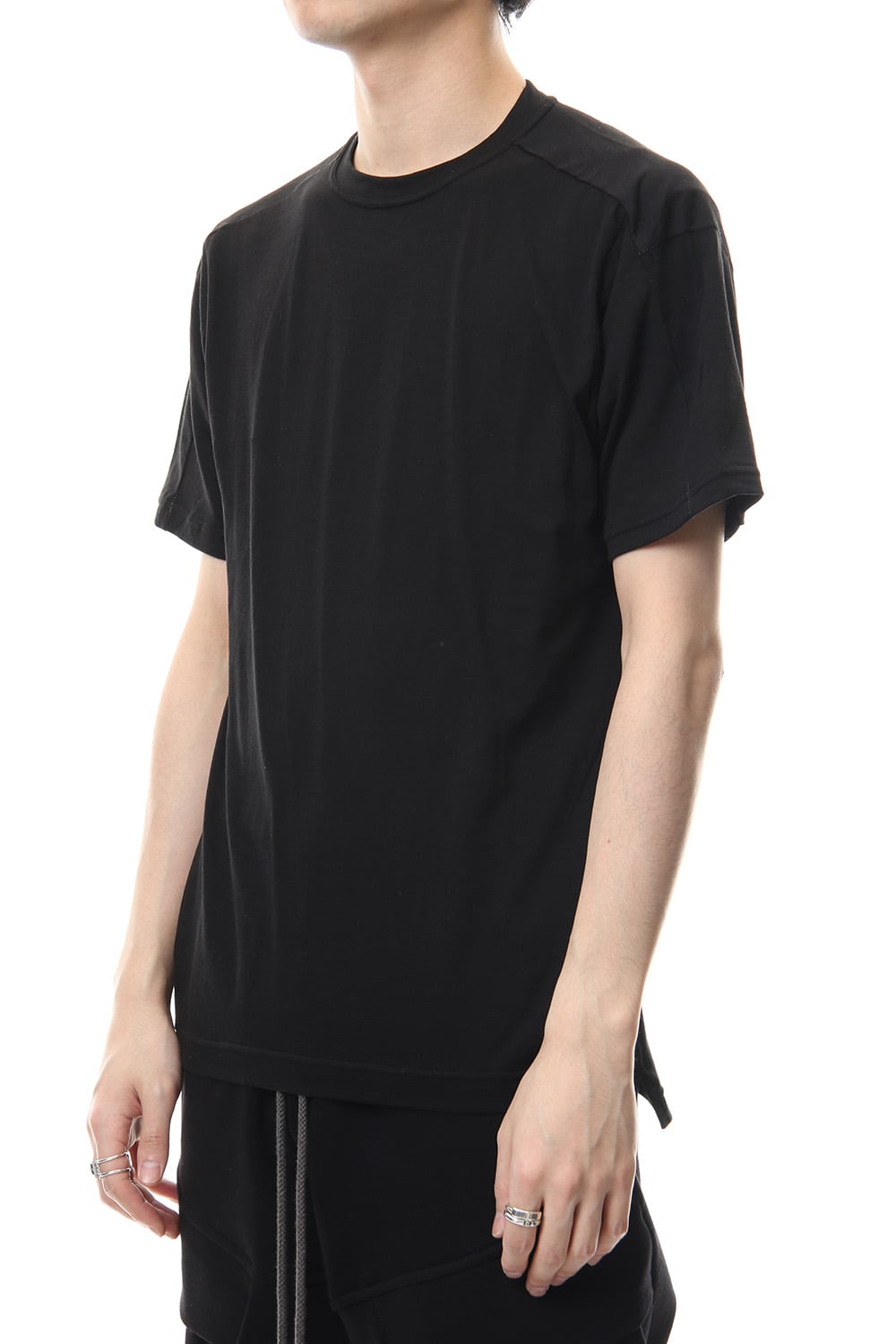 Cotton silk regular T-shirt Black