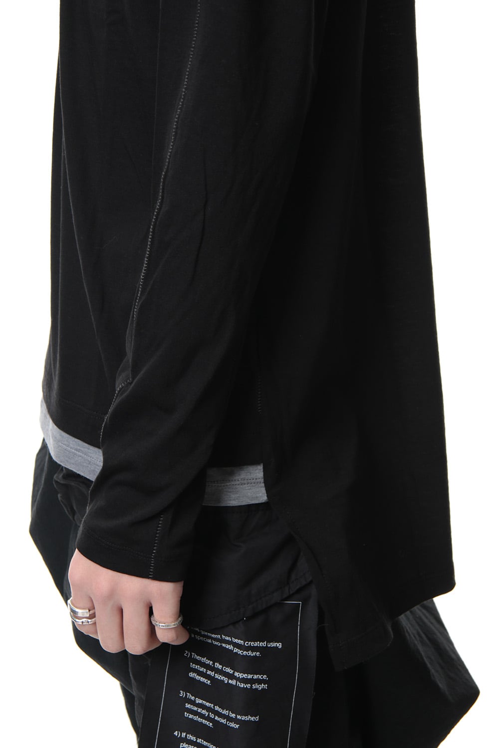 Cotton silk long sleeved T-shirt Black