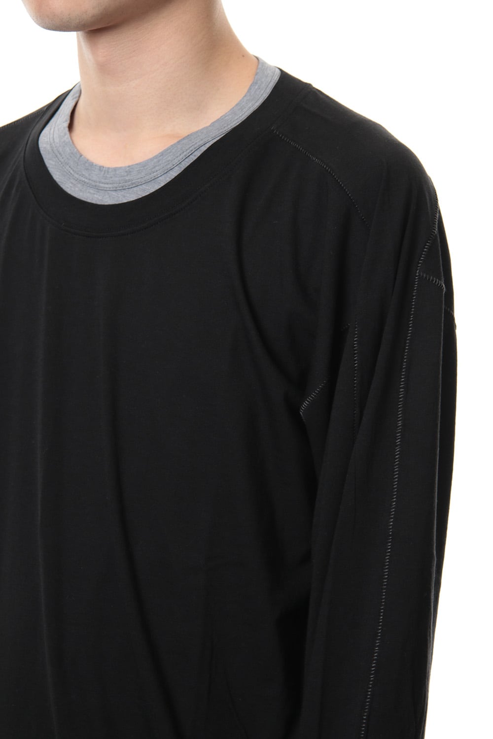 Cotton silk long sleeved T-shirt Black