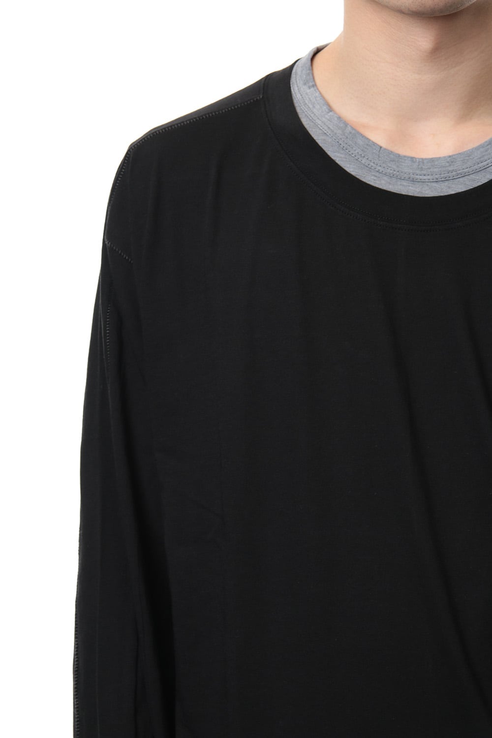 Cotton silk long sleeved T-shirt Black