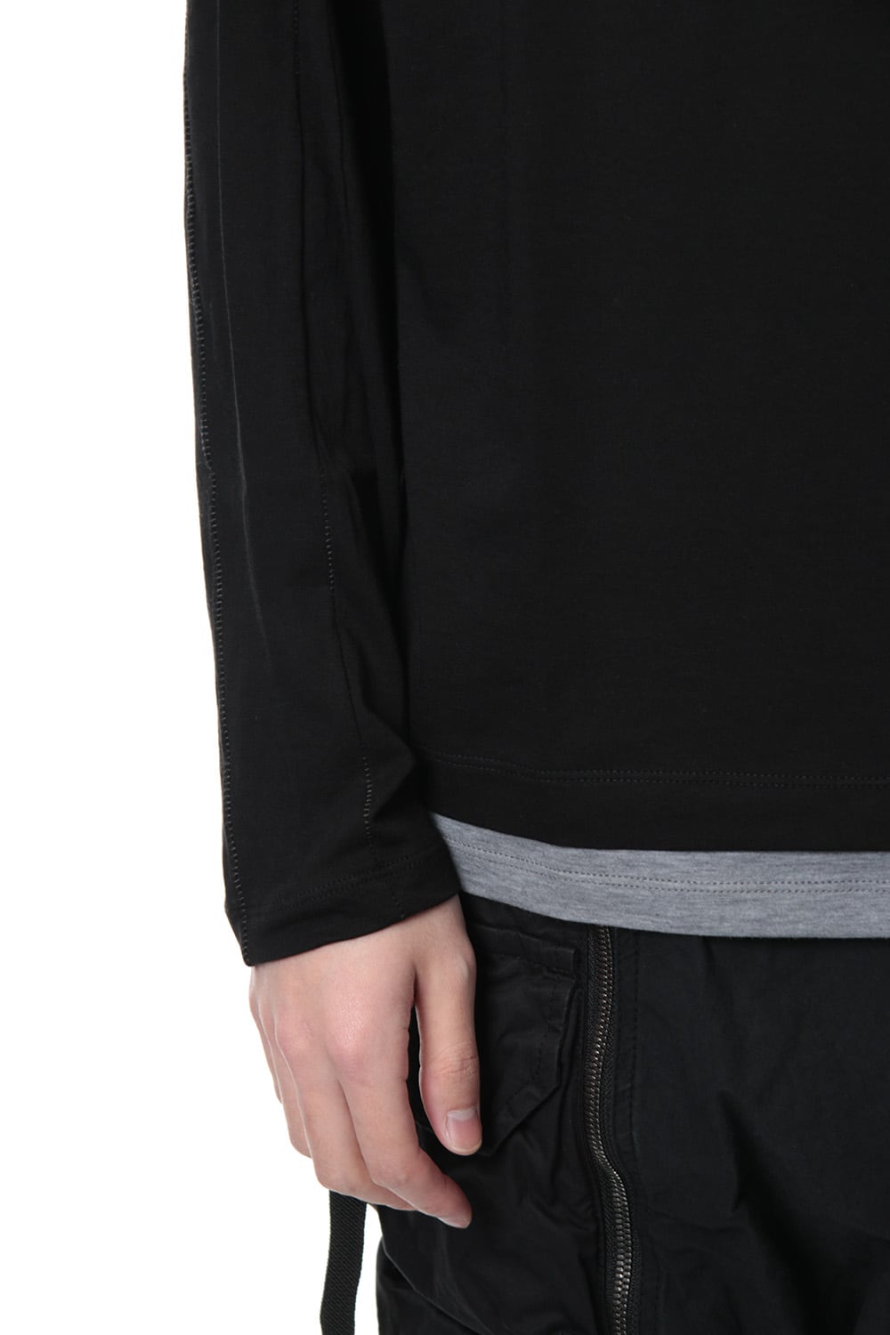 Cotton silk long sleeved T-shirt Black