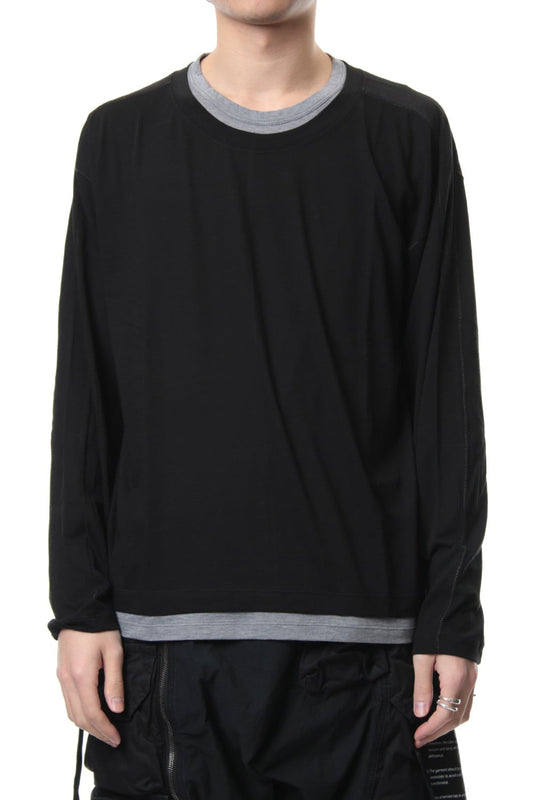 Cotton silk long sleeved T-shirt Black