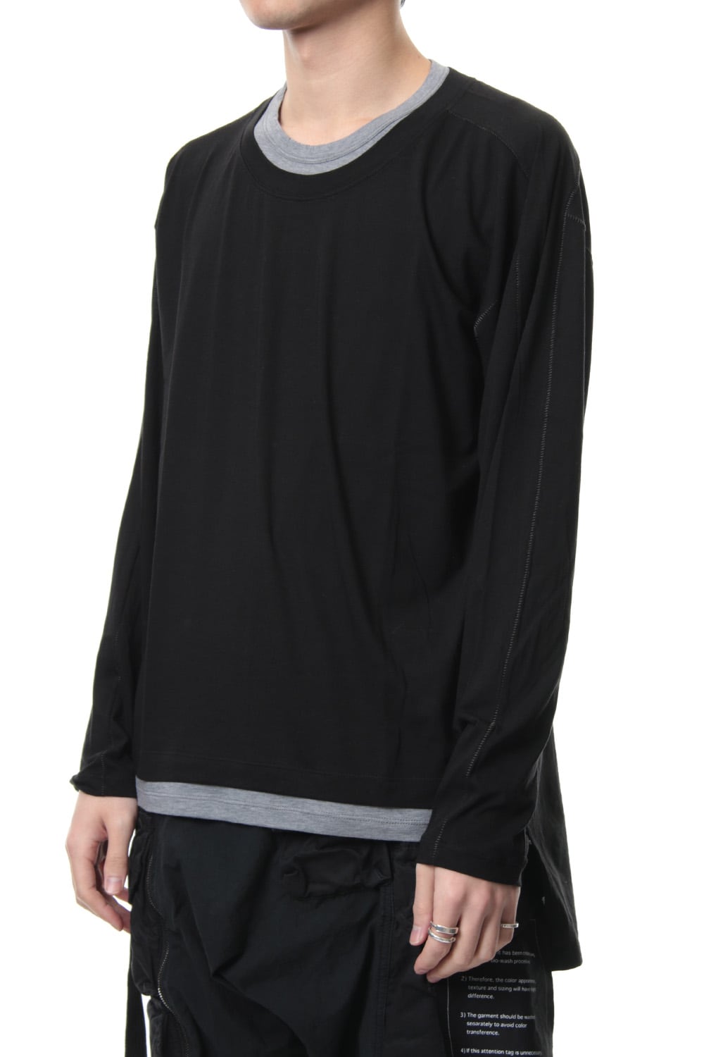 Cotton silk long sleeved T-shirt Black