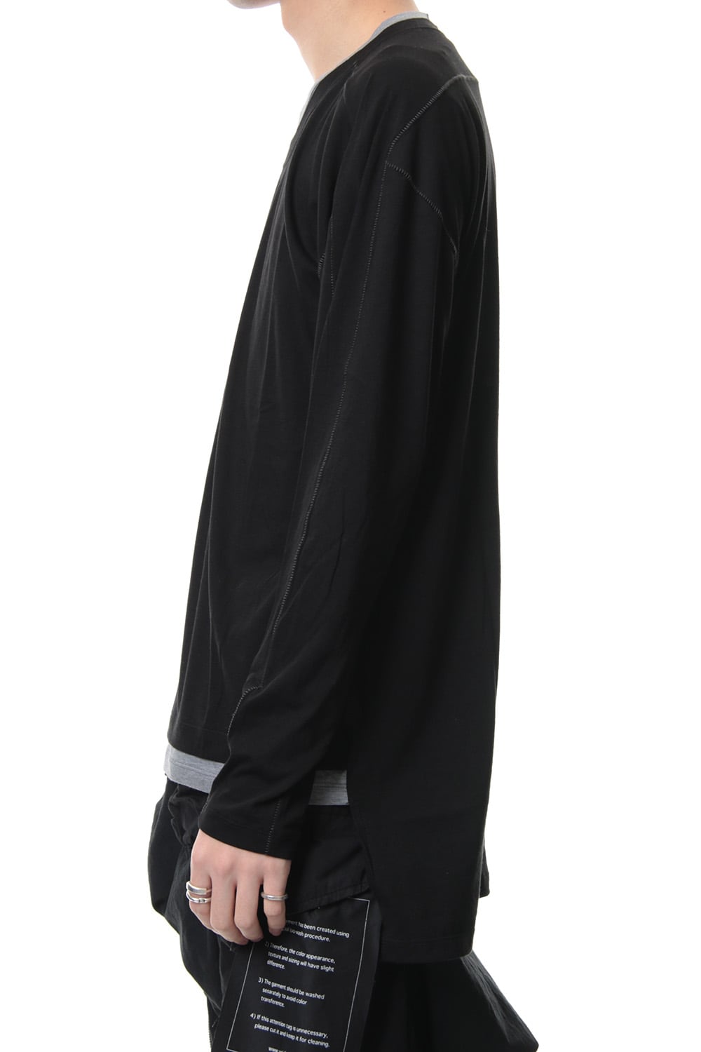 Cotton silk long sleeved T-shirt Black