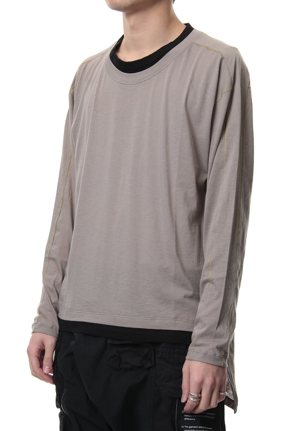 Cotton silk long sleeved T-shirt G.Beige