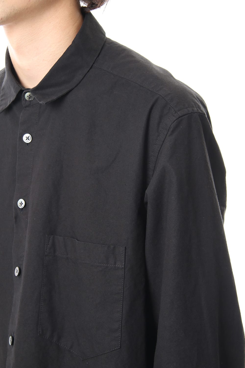 Cotton Linen Plane Shirt - Black