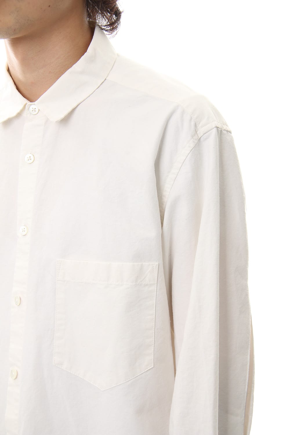 Cotton Linen Plane Shirt - White