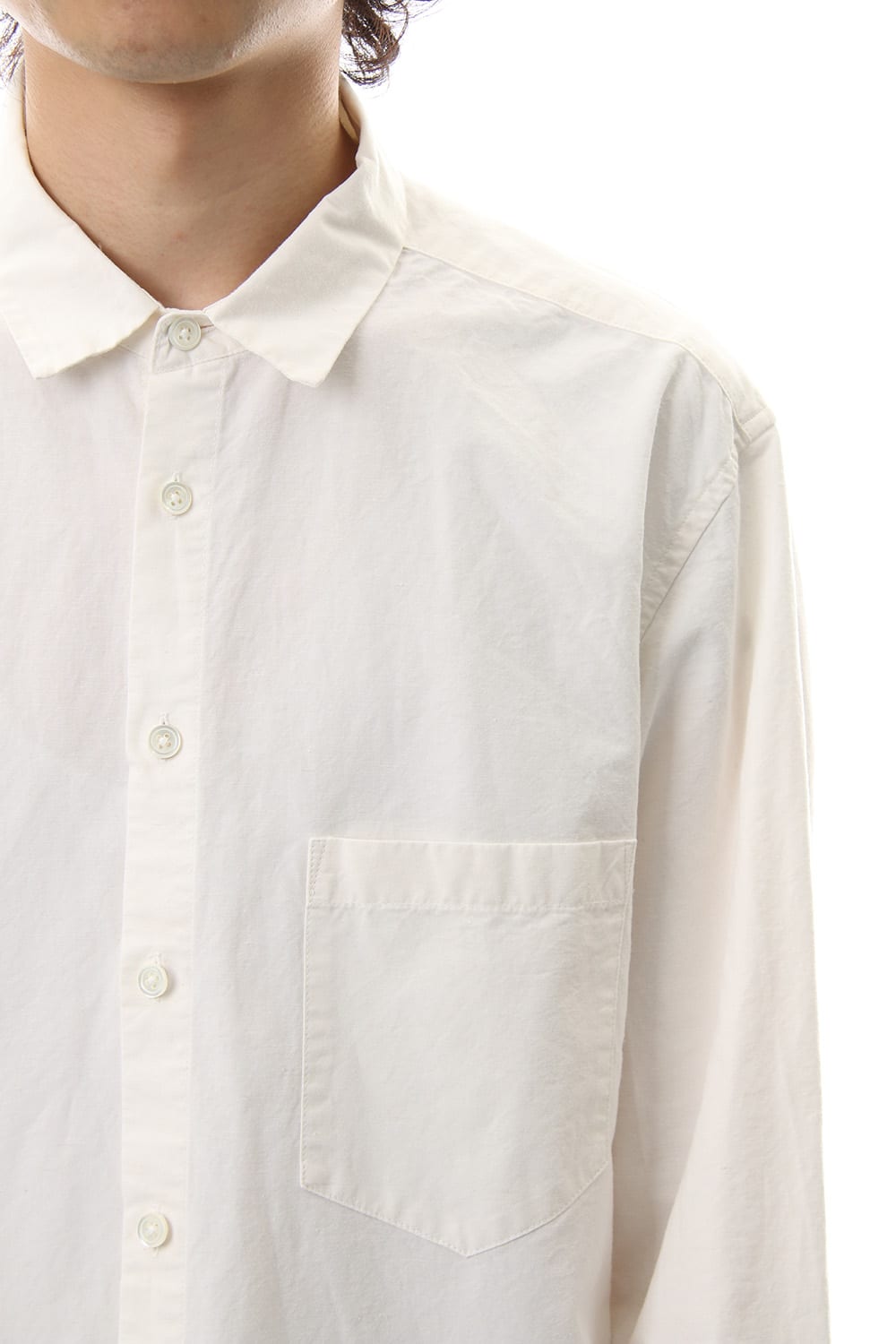 Cotton Linen Plane Shirt - White