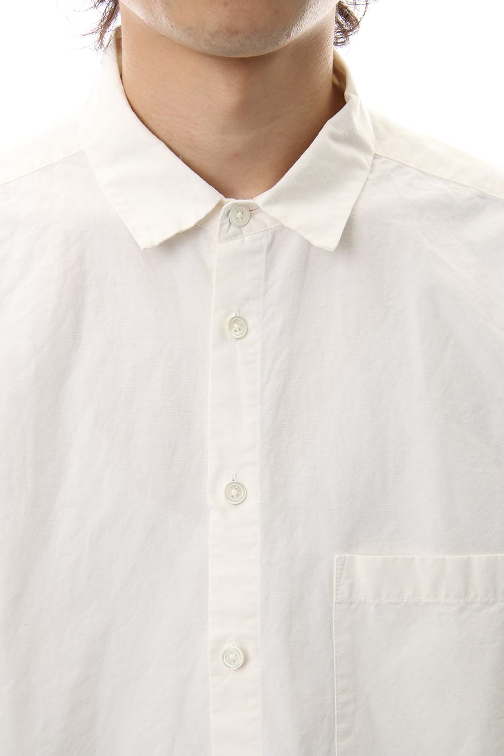 Cotton Linen Plane Shirt - White