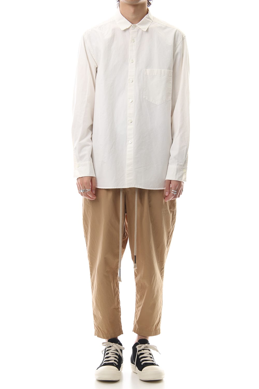 Cotton Linen Plane Shirt - White