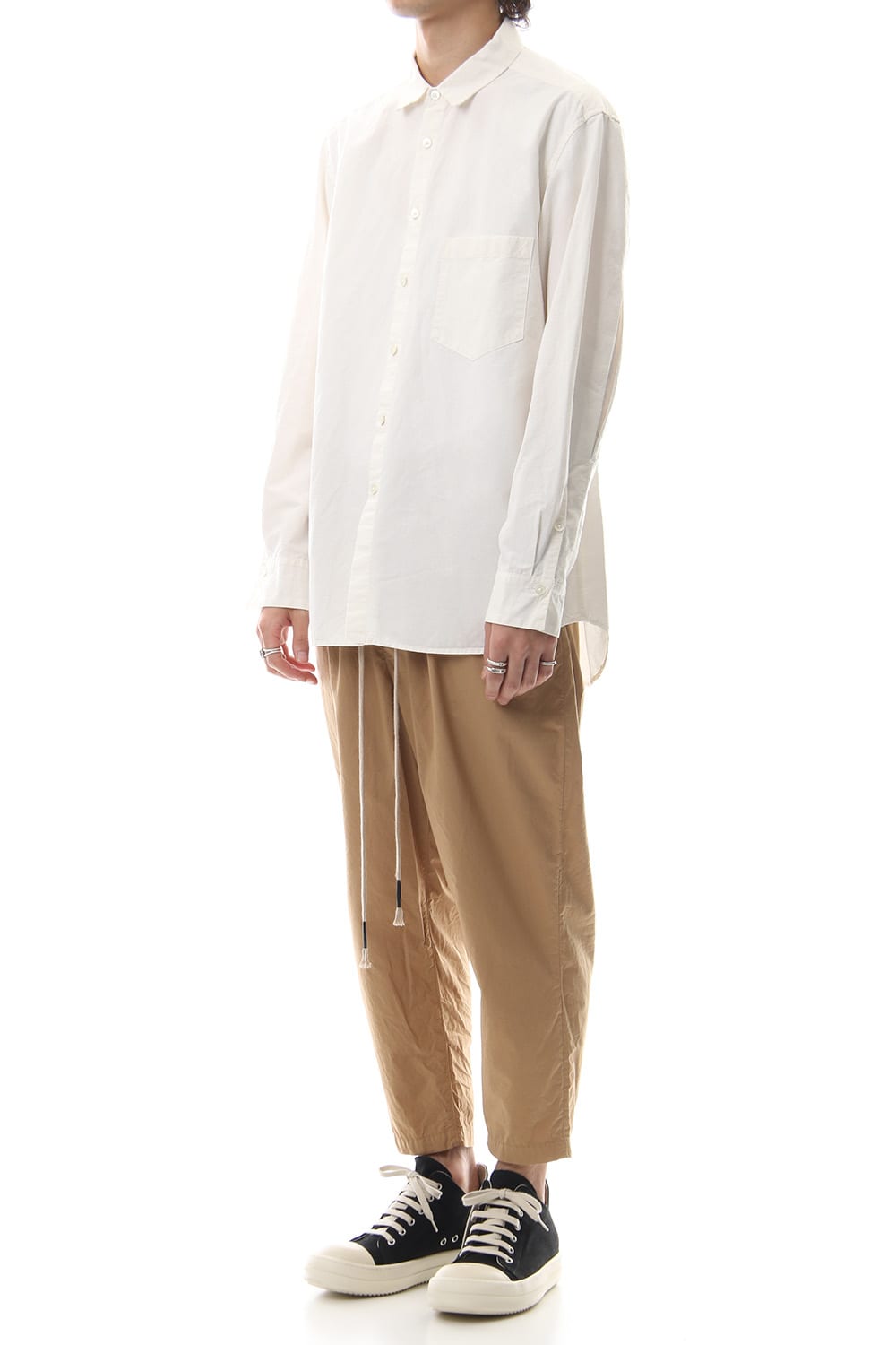 Cotton Linen Plane Shirt - White