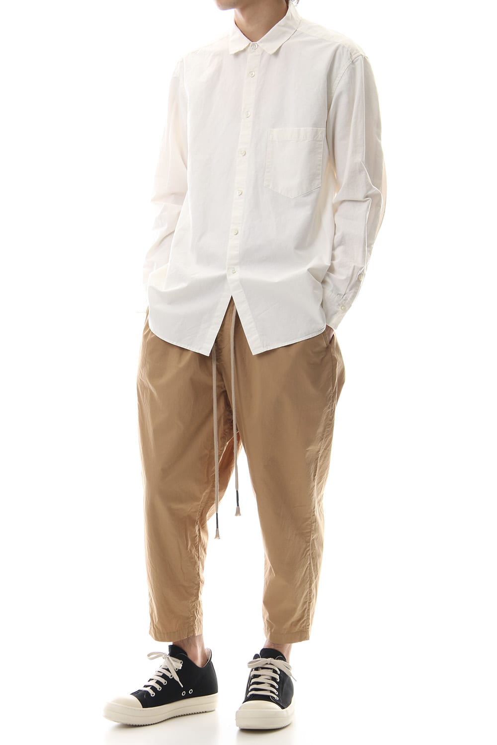 Cotton Linen Plane Shirt - White