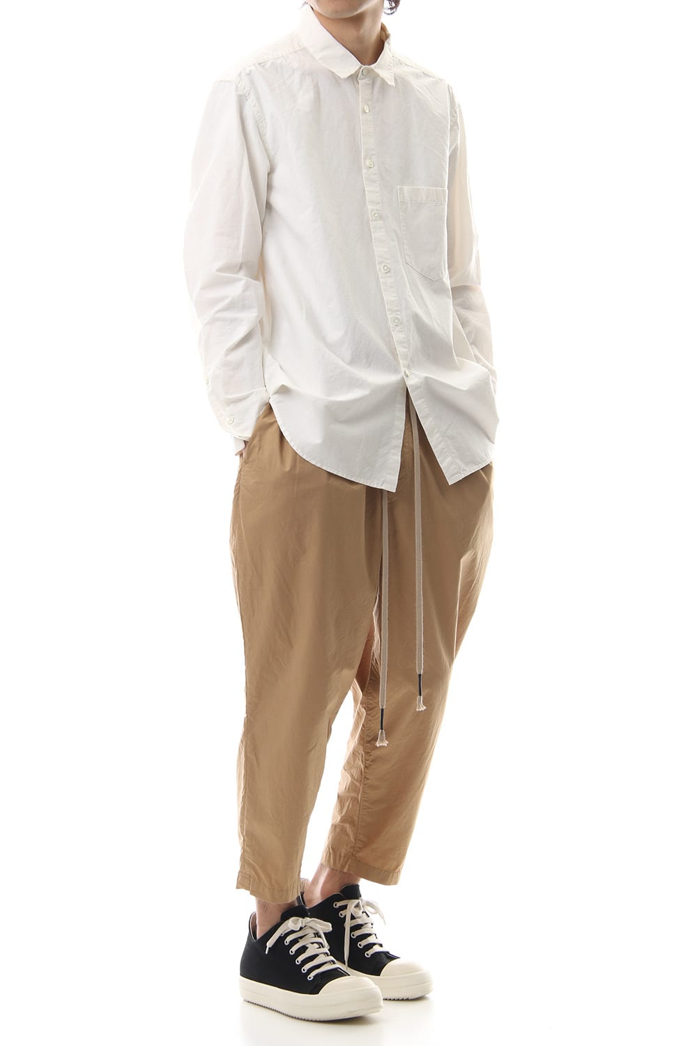 Cotton Linen Plane Shirt - White