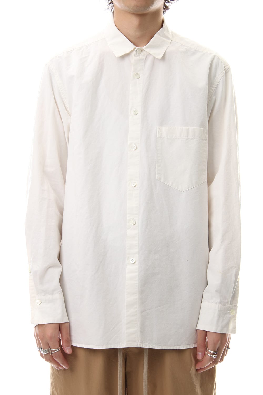 Cotton Linen Plane Shirt - White