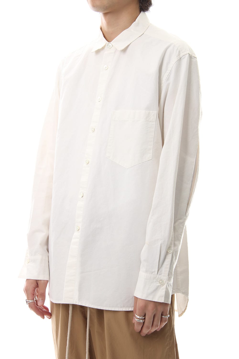 Cotton Linen Plane Shirt - White