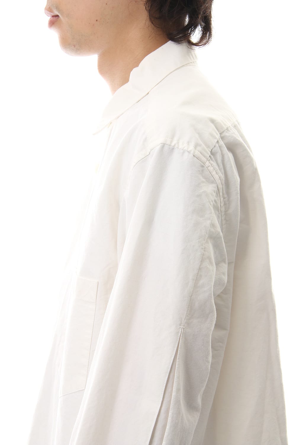 Cotton Linen Plane Shirt - White