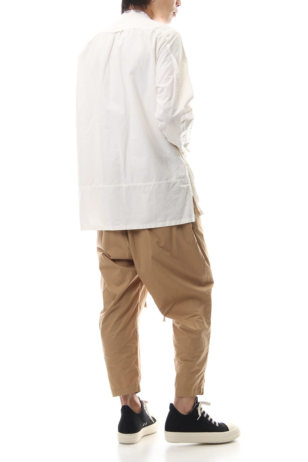 Cotton Linen Cutting Off No-Collar Shirt