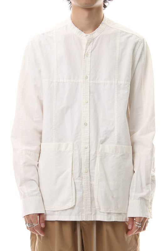 Cotton Linen Cutting Off No-Collar Shirt