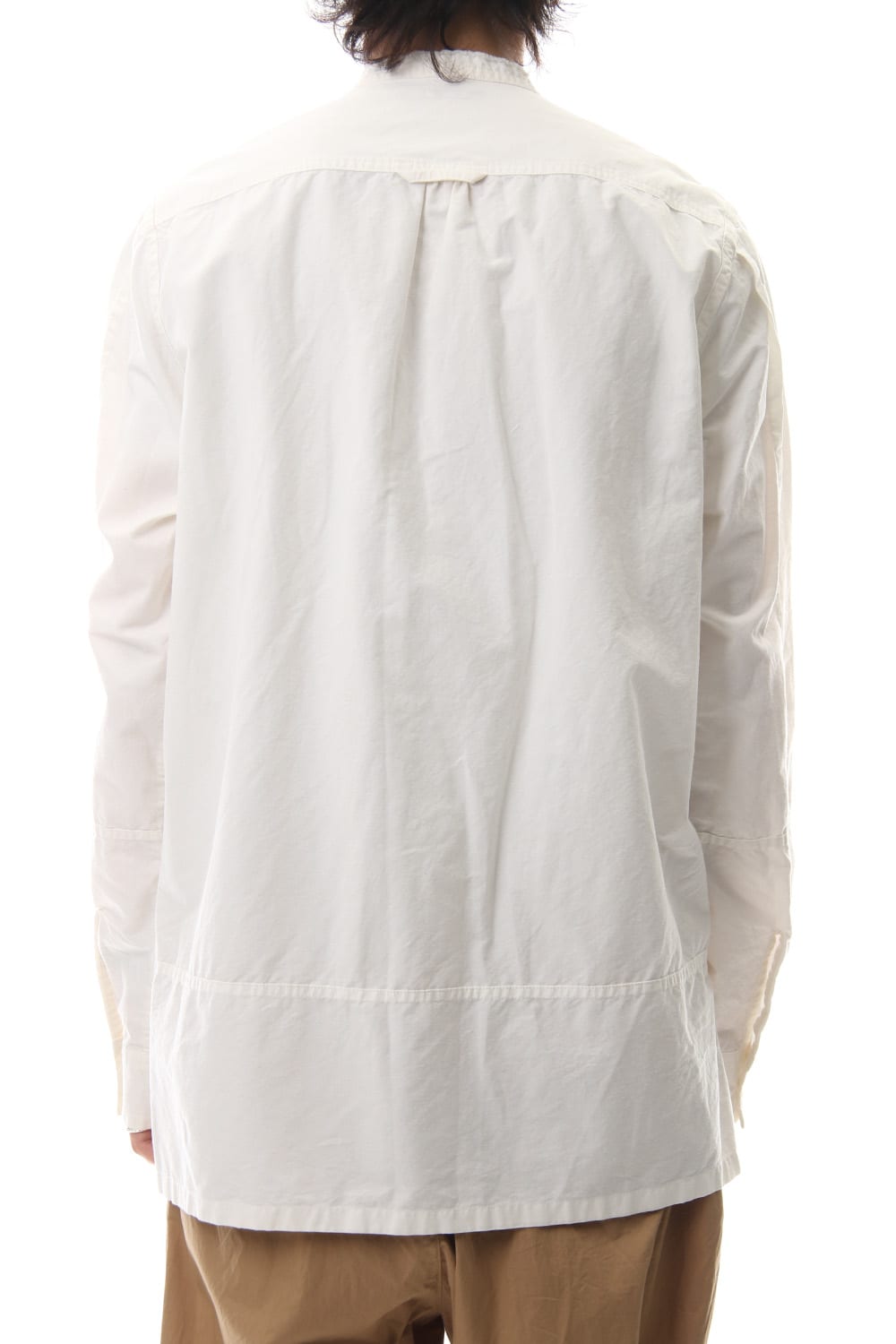 Cotton Linen Cutting Off No-Collar Shirt