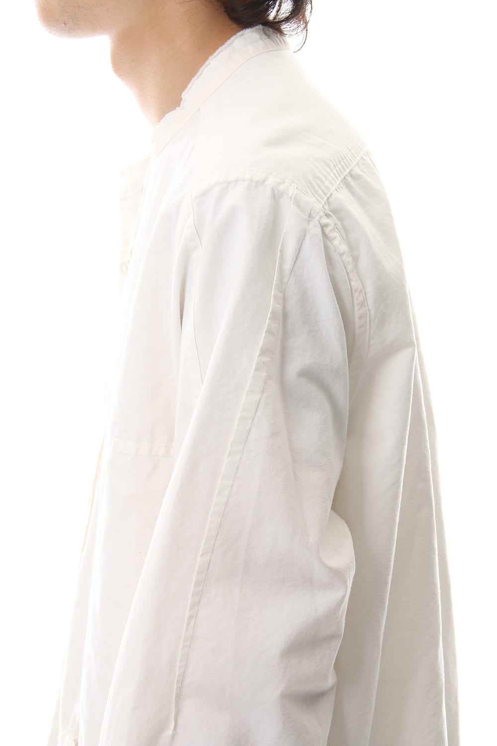 Cotton Linen Cutting Off No-Collar Shirt