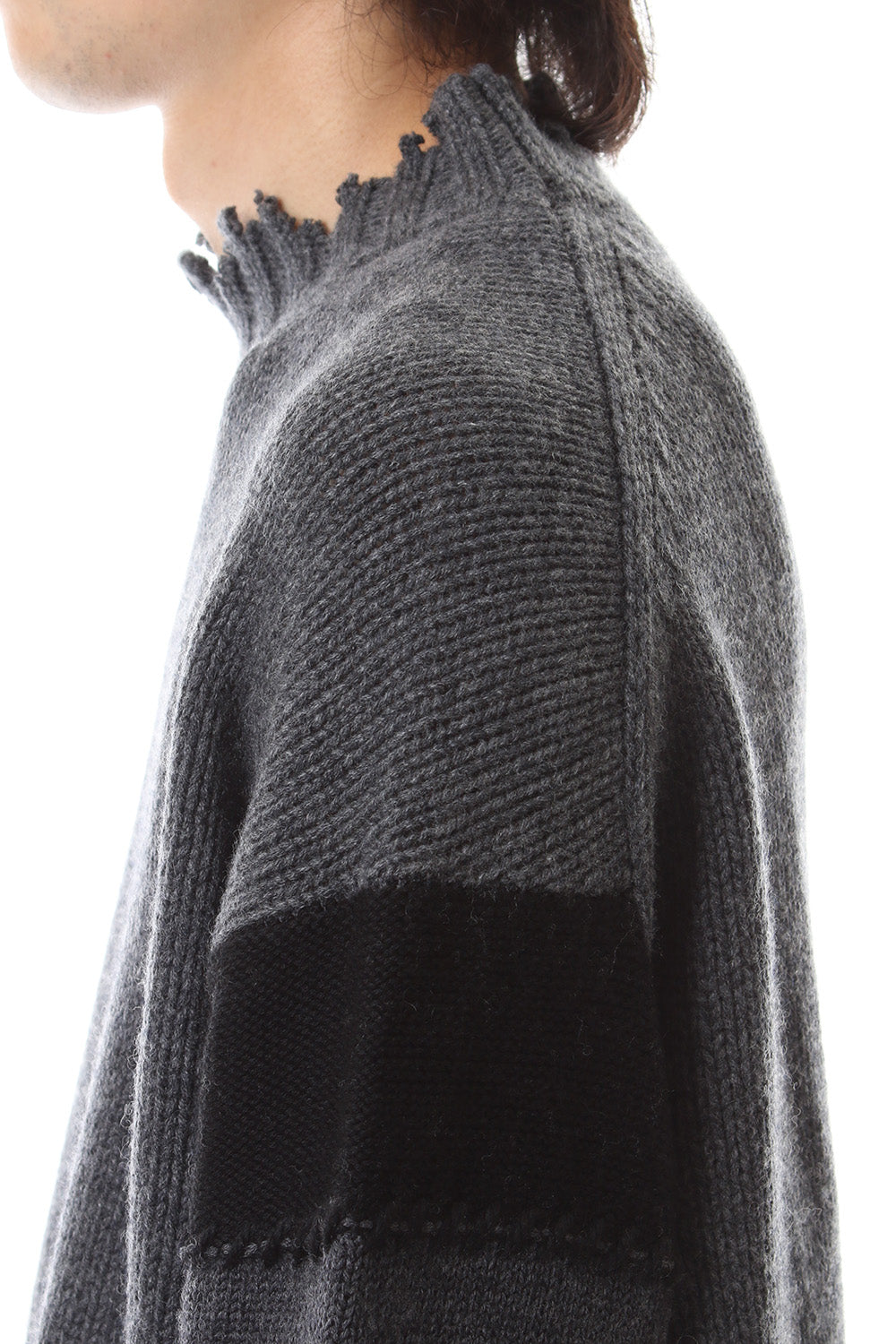 Sleeve Border Wool Cashmere Sweater