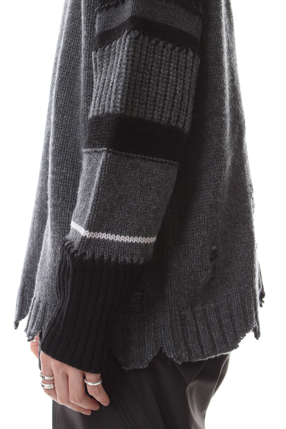 Sleeve Border Wool Cashmere Sweater