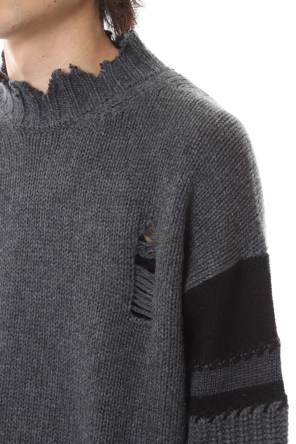 Sleeve Border Wool Cashmere Sweater