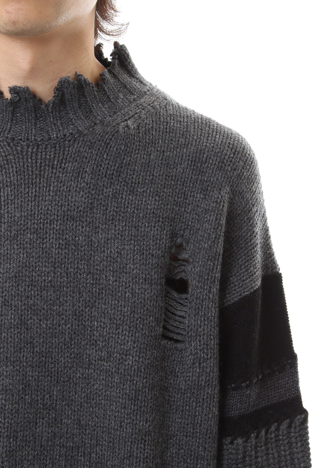 Sleeve Border Wool Cashmere Sweater