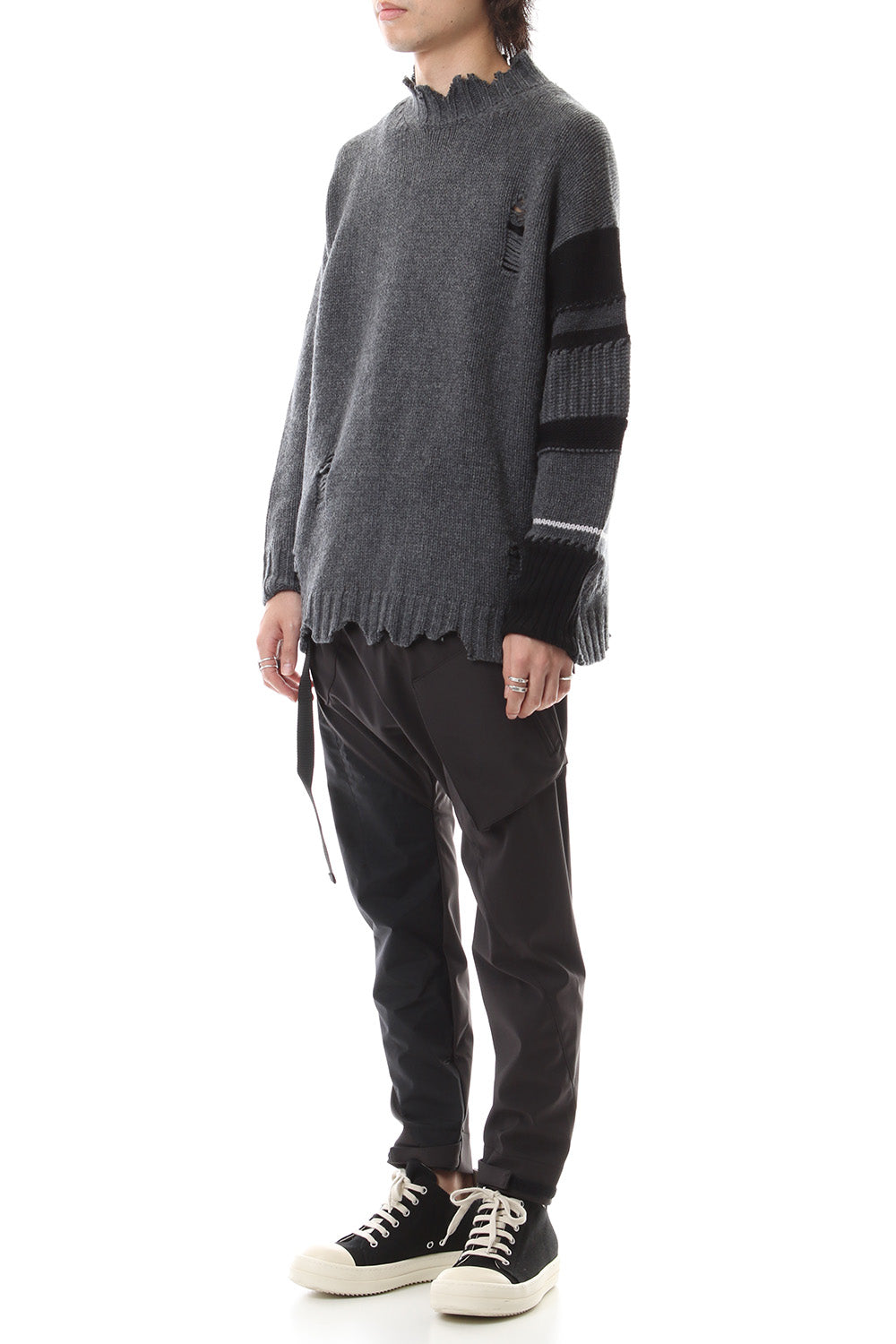 Sleeve Border Wool Cashmere Sweater