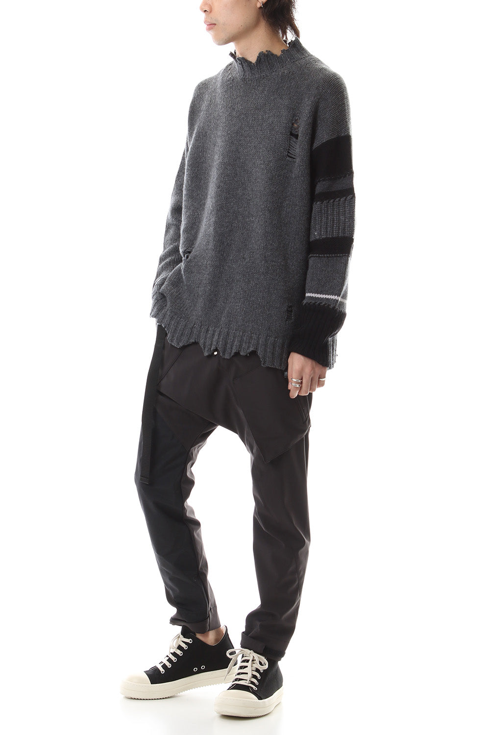 Sleeve Border Wool Cashmere Sweater