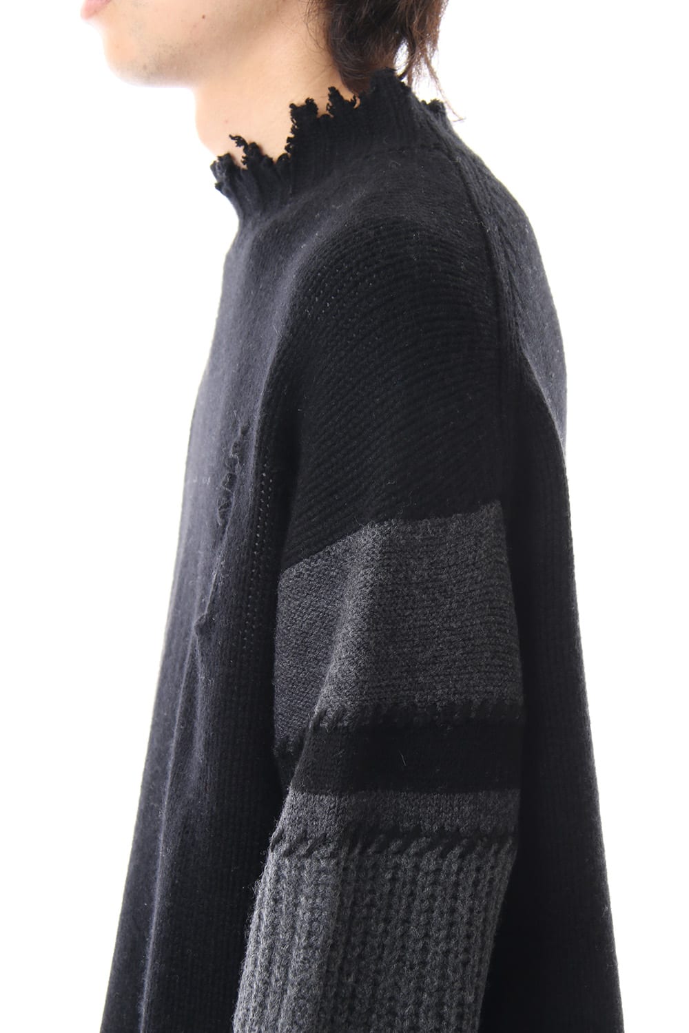 Sleeve Border Wool Cashmere Sweater