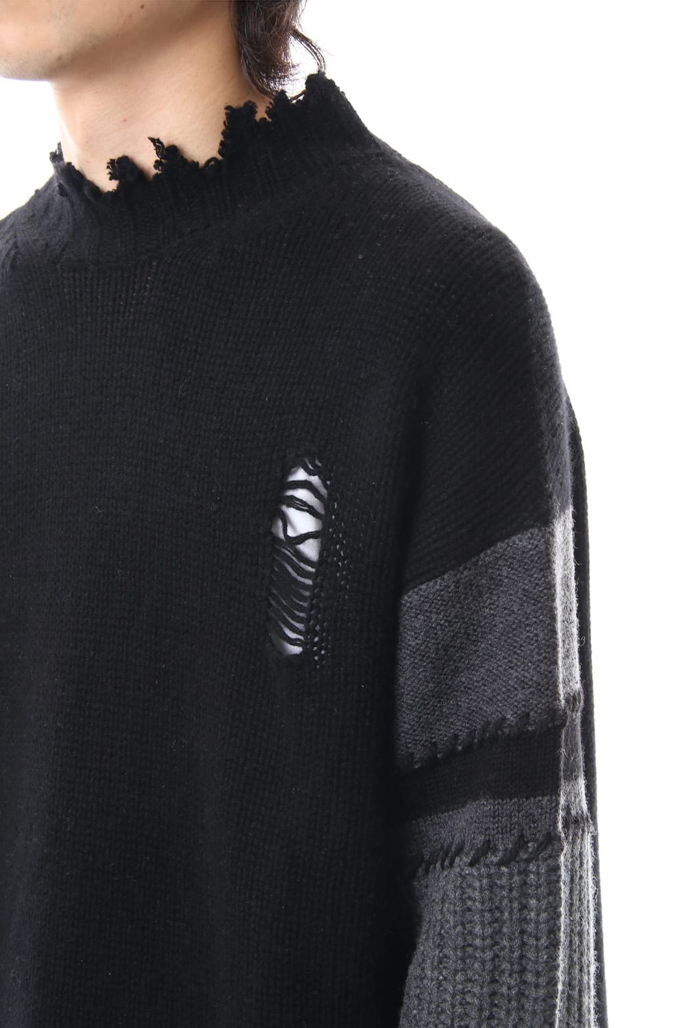 Sleeve Border Wool Cashmere Sweater