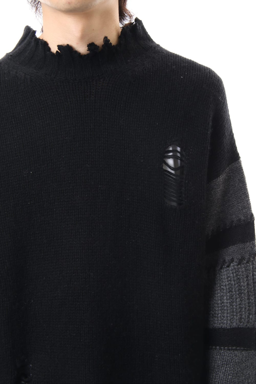 Sleeve Border Wool Cashmere Sweater