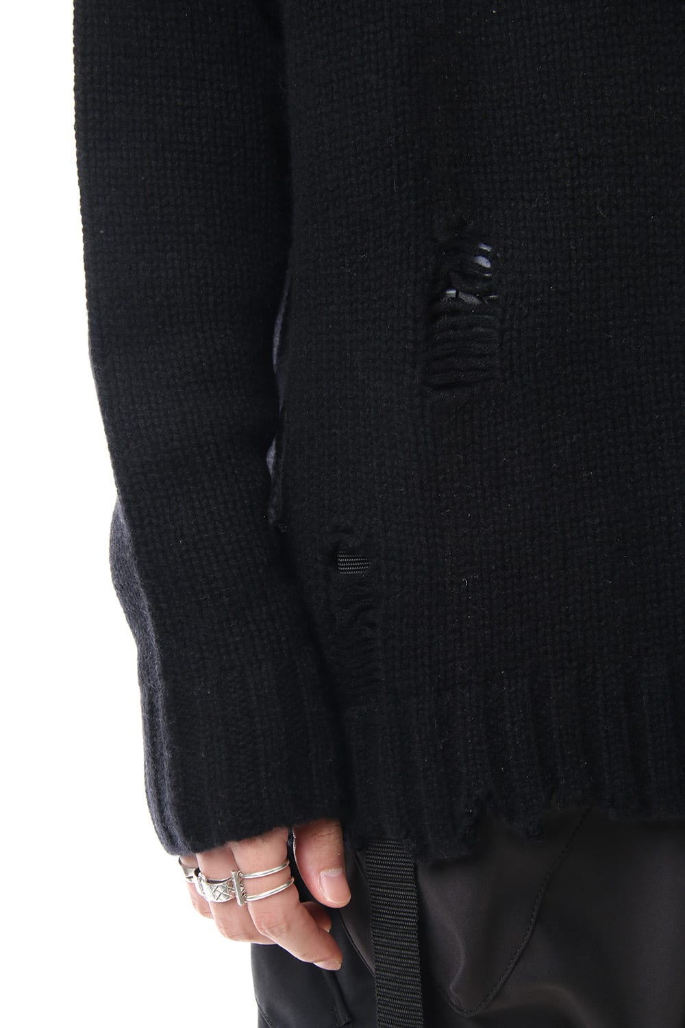 Sleeve Border Wool Cashmere Sweater