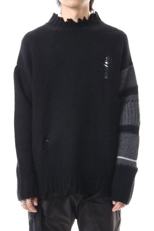 Sleeve Border Wool Cashmere Sweater