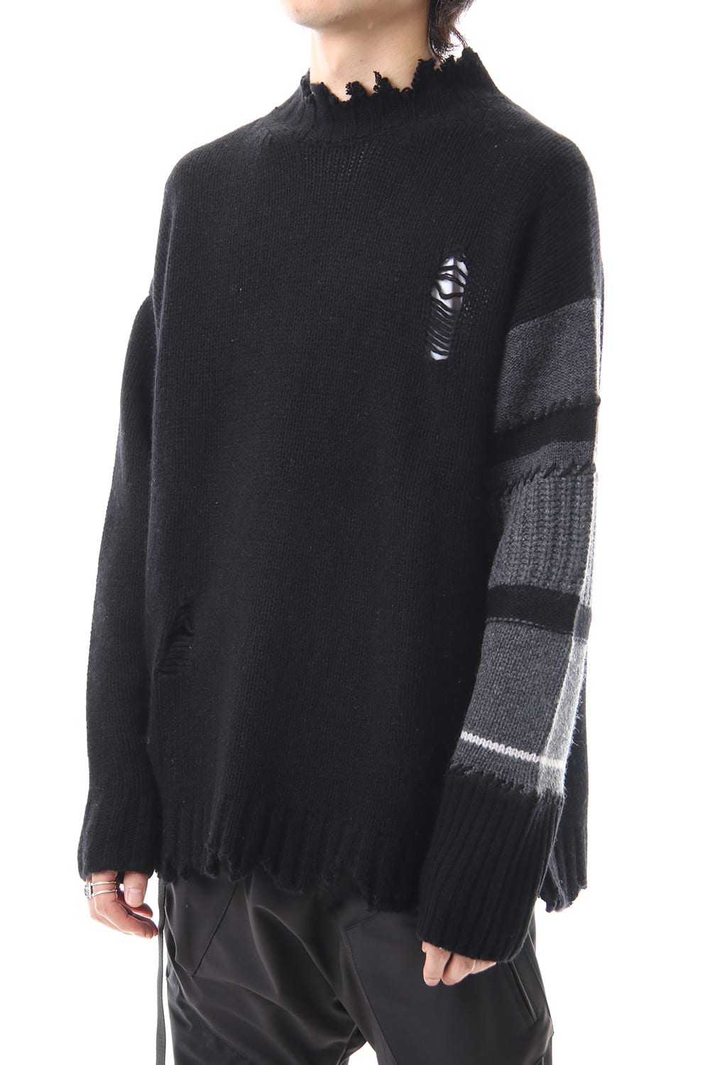 Sleeve Border Wool Cashmere Sweater